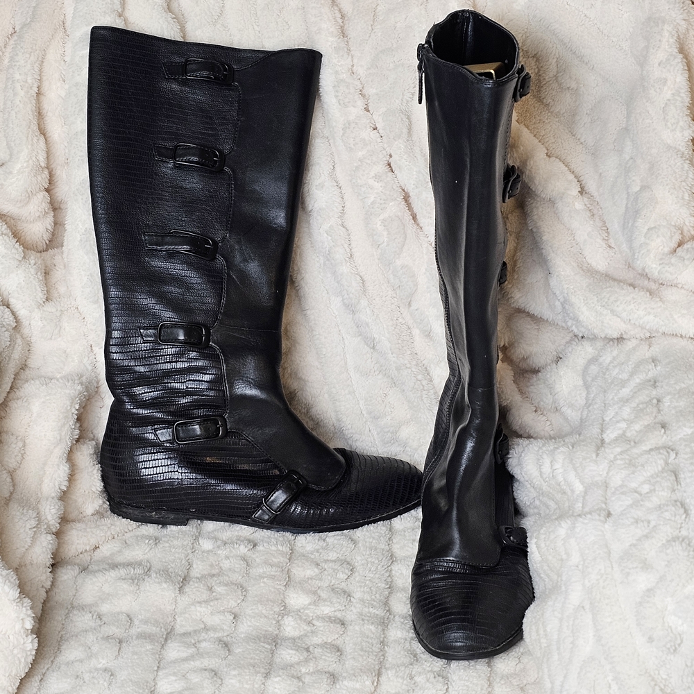 Maria Sharapova Cole Haan Nike Collab Black Embossed Reptile Adjustable Boot 9
